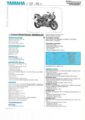 Yamaha Yzf R6 2004 Fiche Technique Revue Technique Moto R6 600 Yzf | Ebay