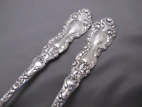 TWO Gorham IMPERIAL CHRYSANTHEMUM (1895) DESSERT / OVAL SOUP SPOONS-7 1/2 In - Picture 3 of 5