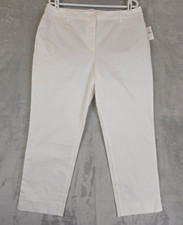NWT TALBOTS Stretch Twill Crop Pant Sz 14 White Slimming Coastal Beach High Rise