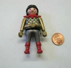 Vintage Playmobil Figure Black Hair Knight For Castle Medieval Gold Armor Man