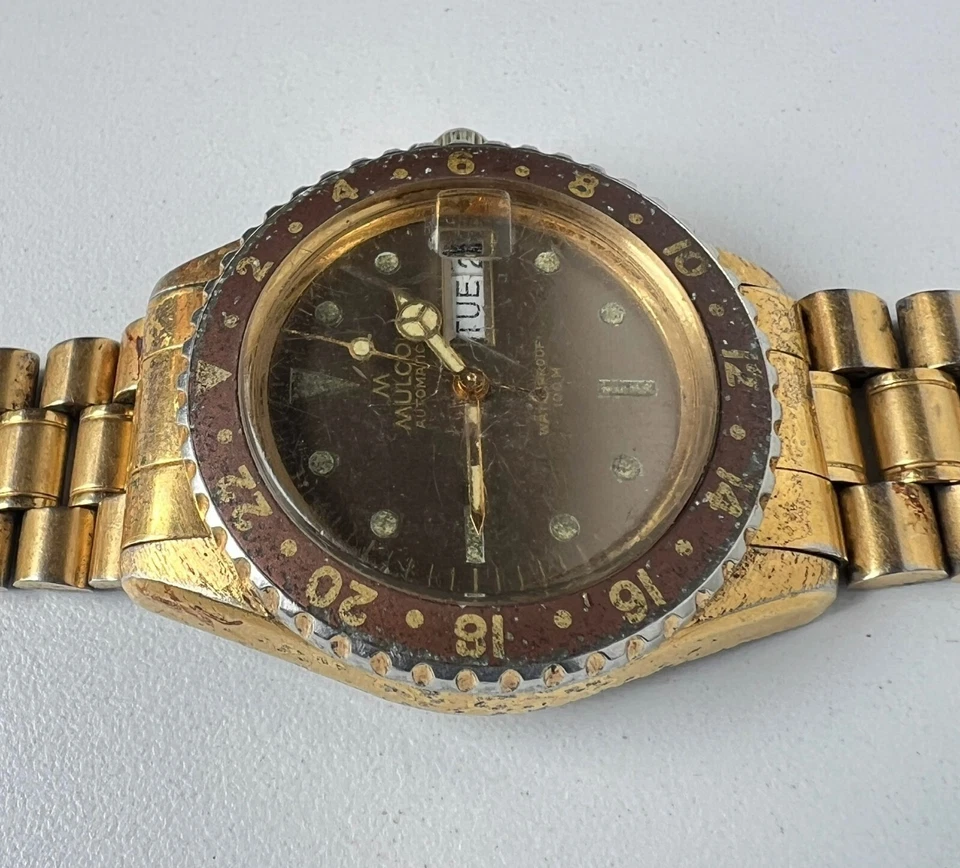 Reloj Automático Mulco 482-253 Cal 2878 Vintage Hombre Esfera Beige 25 Joyas Foto 4 de 4