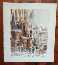 QUADRO DISEGNO AD ACQUERELLO FIRMATO MARIO LIVIO NEVICATA IN PIAZZA DUOMO MILANO