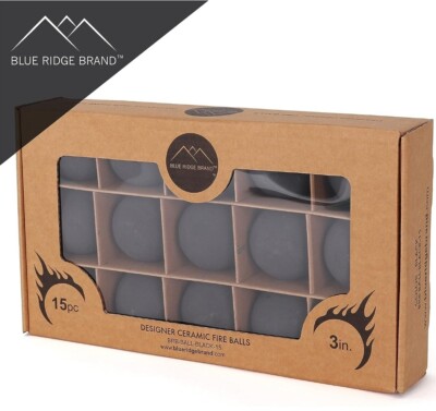 Round Blue Ridge Ceramic Fire Balls, Set of 15 round Fire Stones 3'' Lava Rocks