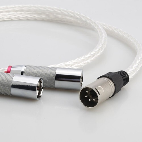 Cavo audio HI-FI bilanciato OCC placcato argento 4 pin XLR maschio a 2x 3 pin maschio - Foto 6 di 6