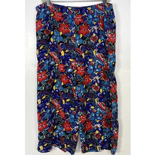 Vintage 90's Chico's Design Floral Rayon Capri Pants