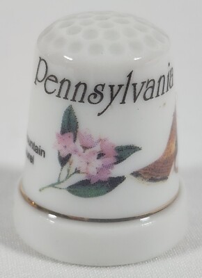 Vintage Mountain Laurel Pennsylvania Souvenir Thimble