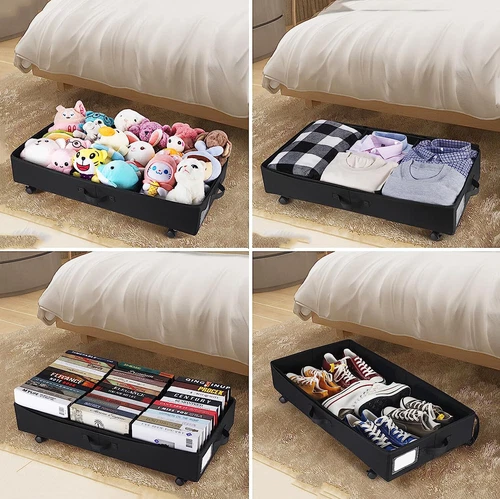 1/2/3/4Pcs Bed Rolling Storage Large Under Bed Contain Shoes Clothing Storage US - Picture 7 of 12