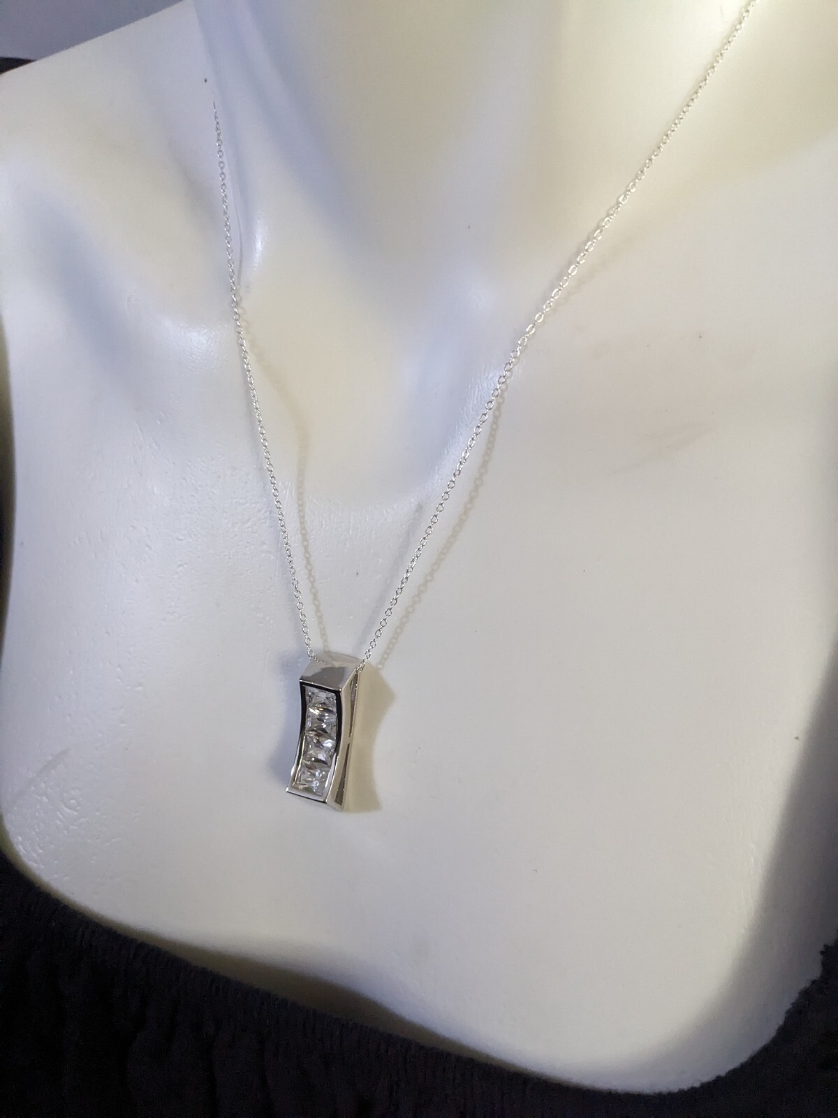 Solid Sterling Silver Square Cut Clear Stone Mode… - image 11