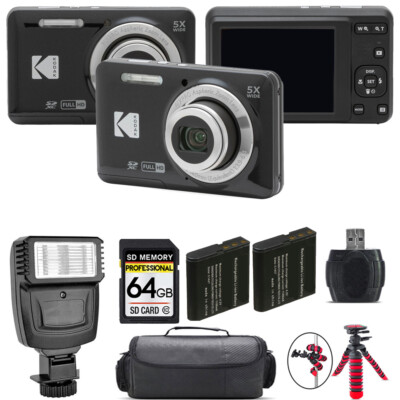 【美品】Kodak pixpro fz55 デジタルカメラ 黒 Kodak PIXPRO FZ55 Digital Camera (Black) + Extra Battery +