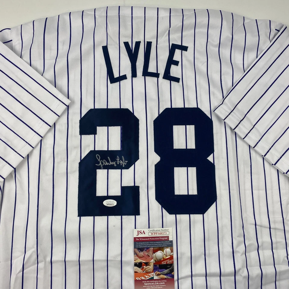 Autographed/Signed Sparky Lyle New York Pinstripe Baseball Jersey JSA COA - Image 2 of 4