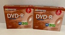 Lot of 2 Memorex DVD-R 5 Pack Recordable 16X 4.7GB 120 Min SEALED