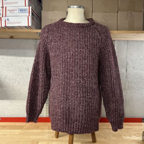 Vtg Donegal Woollen Products Wool Knit Sweater Size 44 Purple Made In Ireland  - Picture 1 of 5