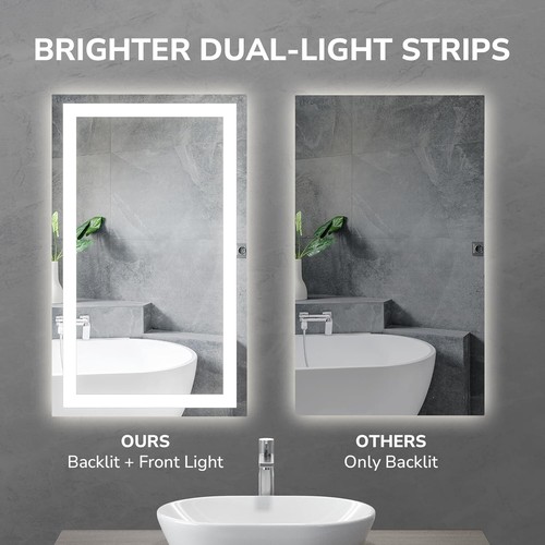 72*36 LED Bathroom Mirror Dimmable Lighted Vanity Mirror Touch Tempered Glass US - Picture 5 of 8