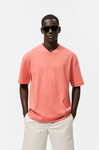 Zara BASIC V-NECK T-SHIRT - L | eBay