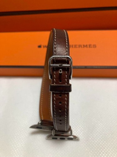 HERMES Skórzany pasek do zegarka Apple Watch Double Tour Fawn Brown 38 40 41mm Używany - Zdjęcie 5 z 10