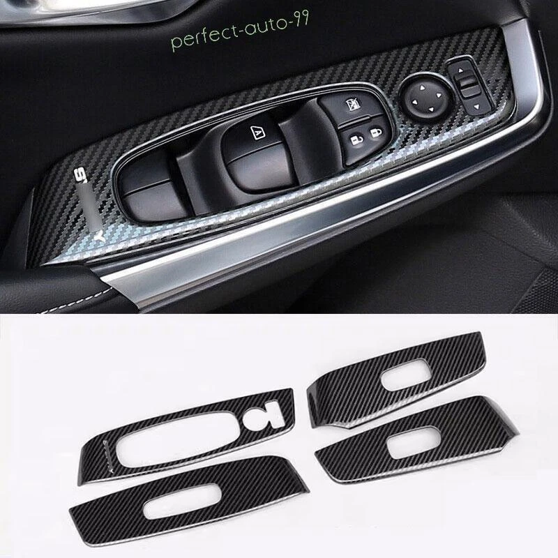 For Nissan Sentra 20-2024 Carbon Fiber Look Steel Window Lift Lock Switch Cover