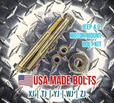 2x Jeep 4.0 6 cyl TJ XJ YJ WJ ZJ Motor Mount Bolt Kit USA Made Grade 8 Hardened