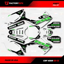 White & Green Shift Racing Graphics kit fits Honda Crf450 09-12 Crf 450 Decal