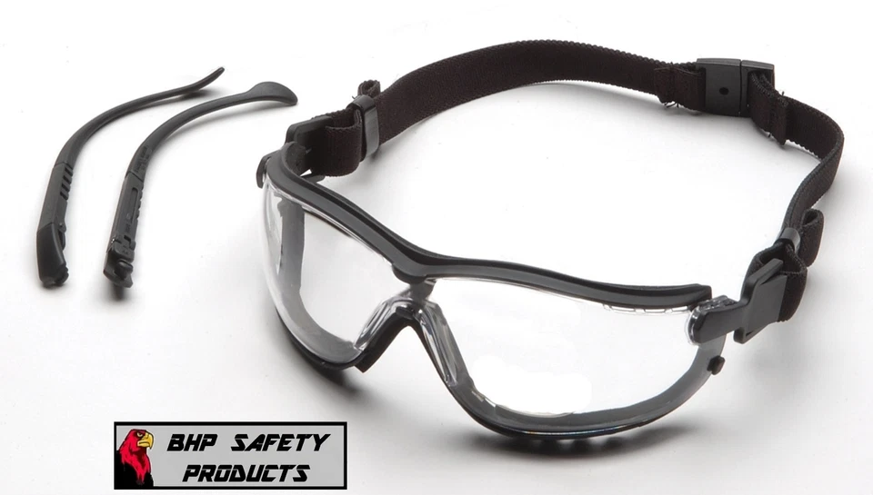 GAFAS DE SEGURIDAD PYRAMEX V2G HÍBRIDAS LENTES ANTINIEBLA TRANSPARENTES CON CORREA GB1810ST Foto 3 de 4
