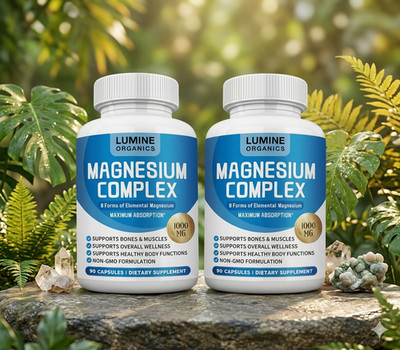 Lumine Organics Magnesium Complex 1000mg 8-in-1 Supplement Sleep 180 Caps Pack 2