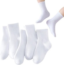 5 Pairs Kids Athletic Crew Socks, Cotton Sports Socks for Boys Girls 5-8 Years,