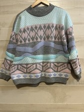 Vintage VTG Pink Purple Pastel Coquette Metallic Acrylic Sweater Lg rr 
