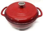 Vintage Lodge Red Color EC6D43 6-qt. Enameled Cast Iron Dutch Oven - VERY NICE !