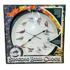 Vtg 1997 Mark Feldstein Singing Bird Wall Clock 10" Works (VIDEO)