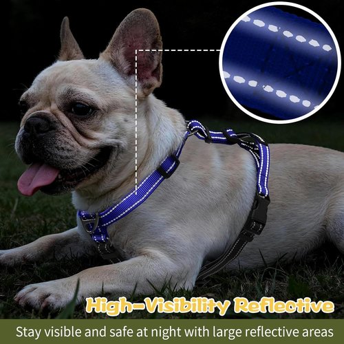 Dog Harness,Adjustable No Pull Harness,Y-Shaped S, Blue