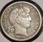 Silver Dime - Barber - 1910 (Sharp grade)