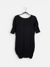 Rugby Ralph Lauren 100% Wool Sweater Dress Black V Back Sz Large Y2K