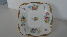 George Jones 'Crescent' square English porcelain dish, floral/flowers