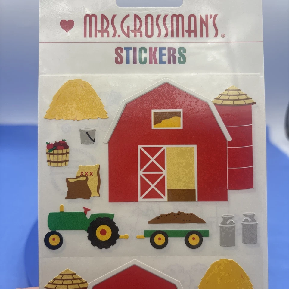 Винтажные наклейки Mrs Grossman's Farm гигантский красный сарай силос трактор сено молоко яблоки - Изображение 3 из 4