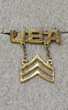 WWII era Sweetheart Pin: 2 piece USA and Army Sergeant - sterling