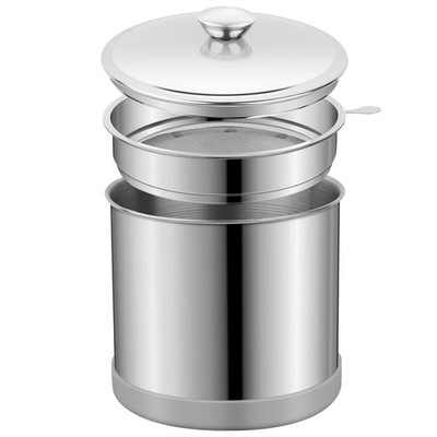 1.2L Bacon Grease Container Cooking Oil Keeper with Mesh Strainer and Lid