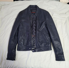 Superdry Premium Indiana Leather Jacket Black UK 40 EU 50 Large L Biker