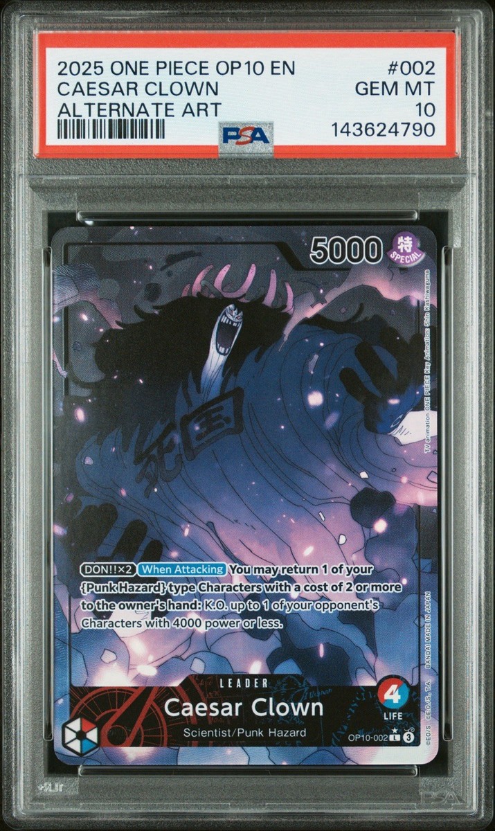 2025 ONE PIECE - Royal Blood #002 - CAESAR CLOWN Alt Art - PSA 10