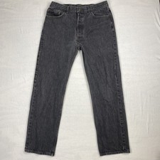 Vintage 90s Levis 501 Jeans Men 32X30 Made In USA Black Denim Button Fly Batwing