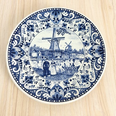 Vintage Delft Blauw Wandteller 9'' blau Made in Holland hängend Keramik