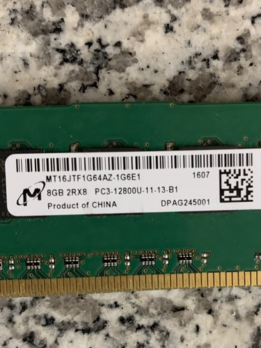 Micron 16 GB (2x8GB) DDR3 2Rx8 PC3-12800U MT16JTF1G64AZ-1G6E1 Desktop RAM Memory - Picture 1 of 1