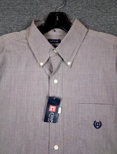 NEW Chaps Mens Shirt Medium Brown Button Down Easy Care Travel Office Preppy - product listing photo