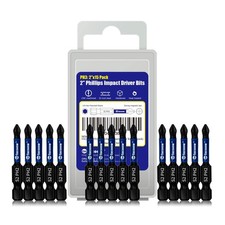 15-Pack Phillips Bits #2 Impact, Anti-Slip 2-...