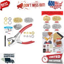 803Pcs Grommet Eyelet Pliers Kit, 1/4 Inch Grommet Tool Kit with 800 Metal Eyele