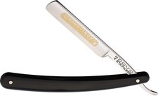 Dovo INOX 3 / 8" Etched Stainless Blade Black Handle Straight Razor - 15381387