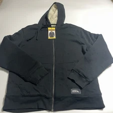 Eddie Bauer Mens M Full Zip Faux Shearling Hoodie Black Jacket NWT $109