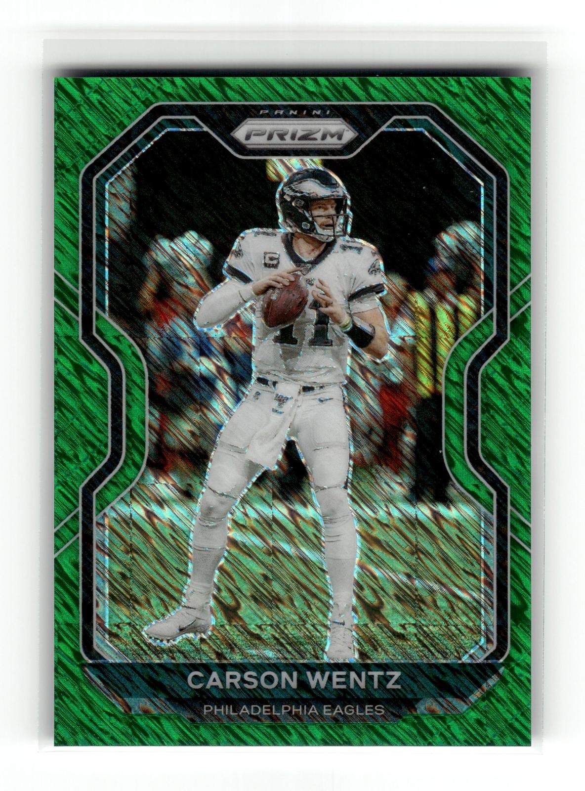 Carson Wentz 2020 Panini Prizm #169 Eagles 3/5 SSP Prizm Green Shimmer