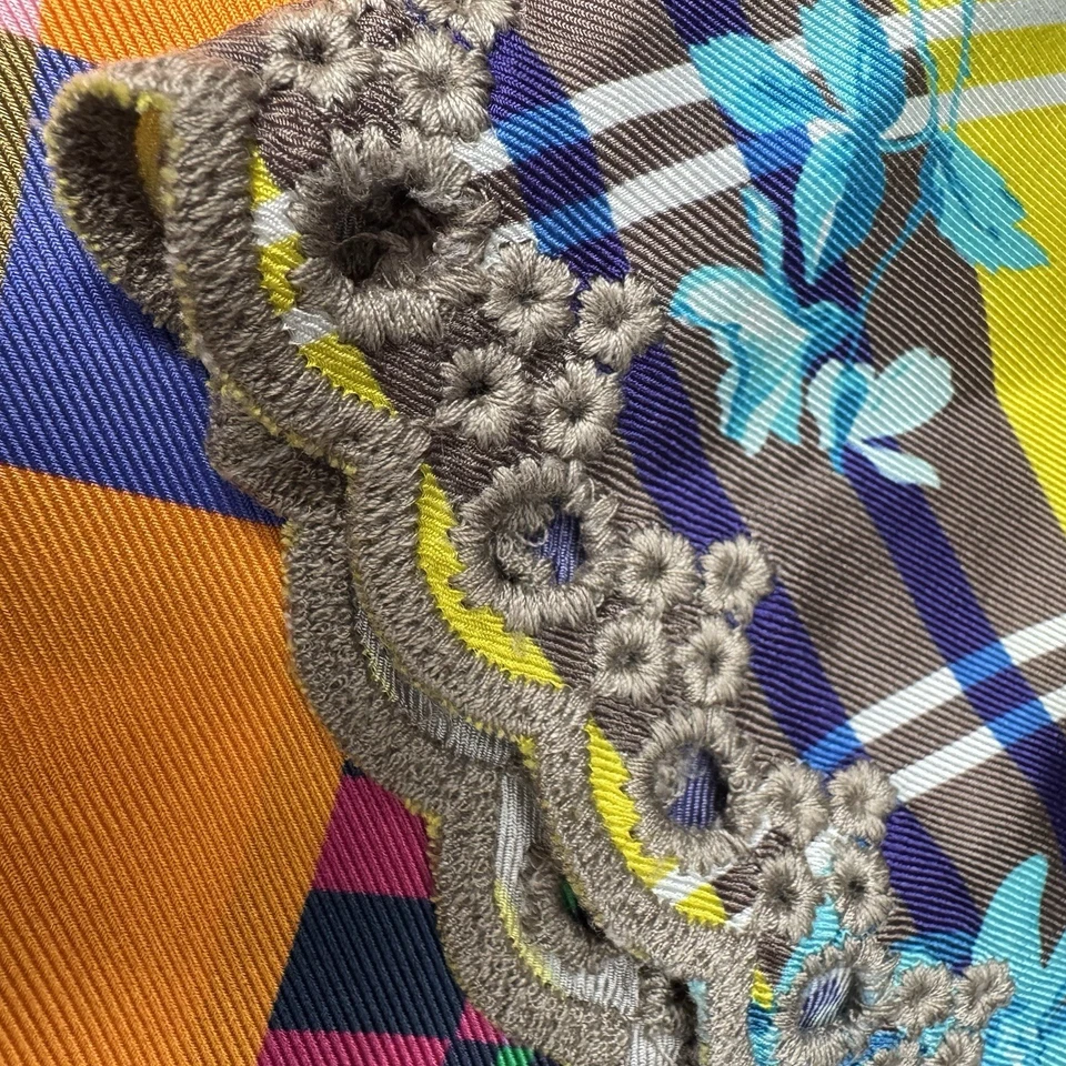 Túnica Johnny Was para mujer cuello redondo seda floral bordada manga larga DEFECTOS Foto 4 de 4