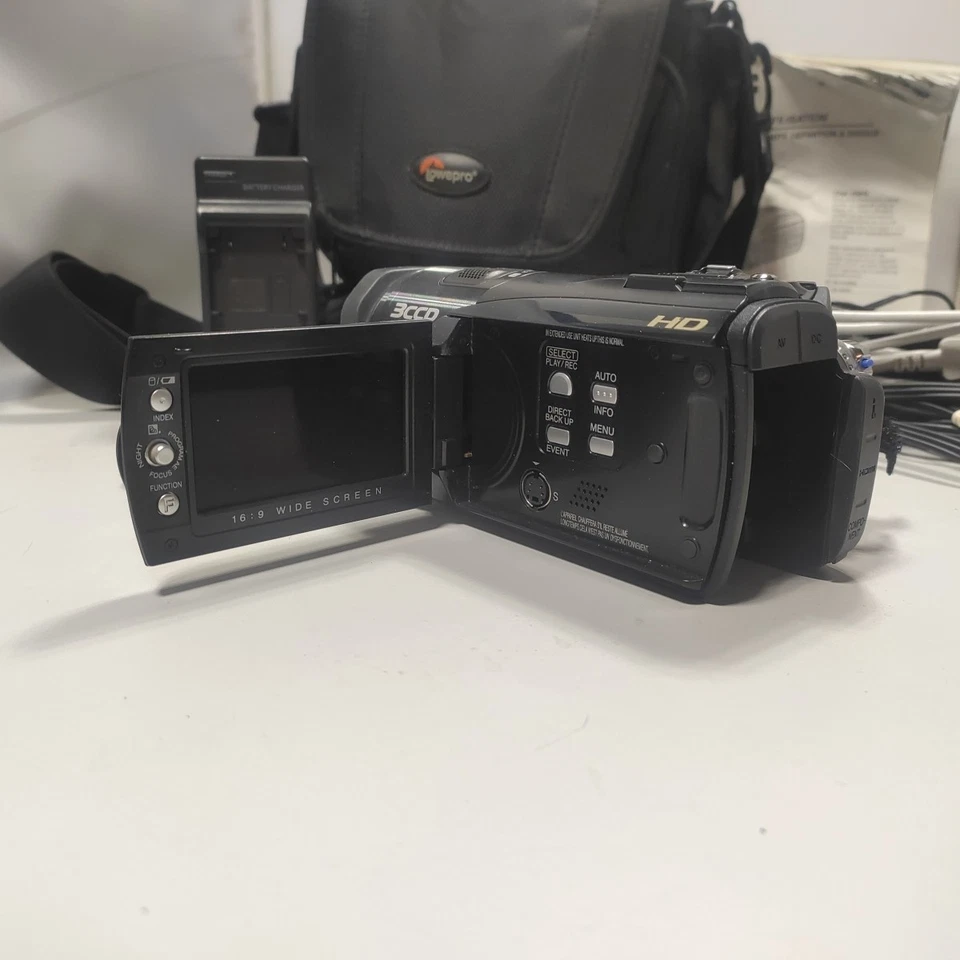 JVC Everio GZ-HD3EK Full HD 1080i 3CCD 60GB HDD Camcorder 10x Tested - Image 2 of 4