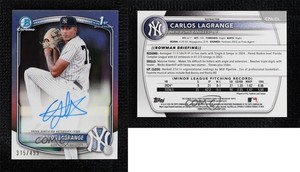 2025 Bowman Chrome Prospect Auto Refractor /499 Carlos Lagrange #CPA-CL Auto
