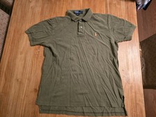 Polo Ralph Lauren Men's Large L Short Sleeve Shirt Dark Green Orange Pony